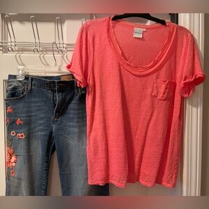 Sundance Coral Linen Tee